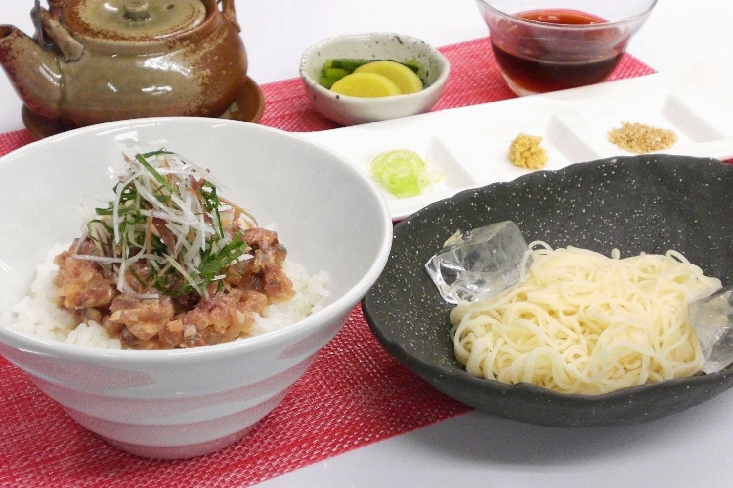 なめろう丼とミニそうめん