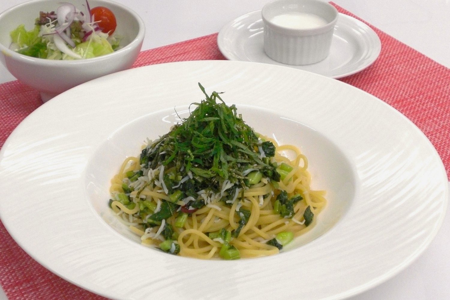野沢菜としらすのパスタ